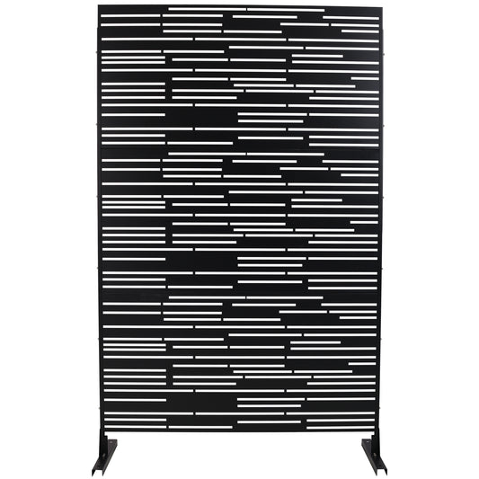 Outdoor & Indoor Privacy Screen Freestanding Decorative Panel Black Steel 76' H x 48' W SolidRoot Buy Furniture USA