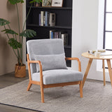 Mid-Century Modern Accent Chair, Arm Chair Living Room Chairs with Pillow Upholstered Reading Chair with Solid Wood Frame & Living Room Bedroom Balcony (Antique Dark Grey) SolidRoot Buy Furniture USA