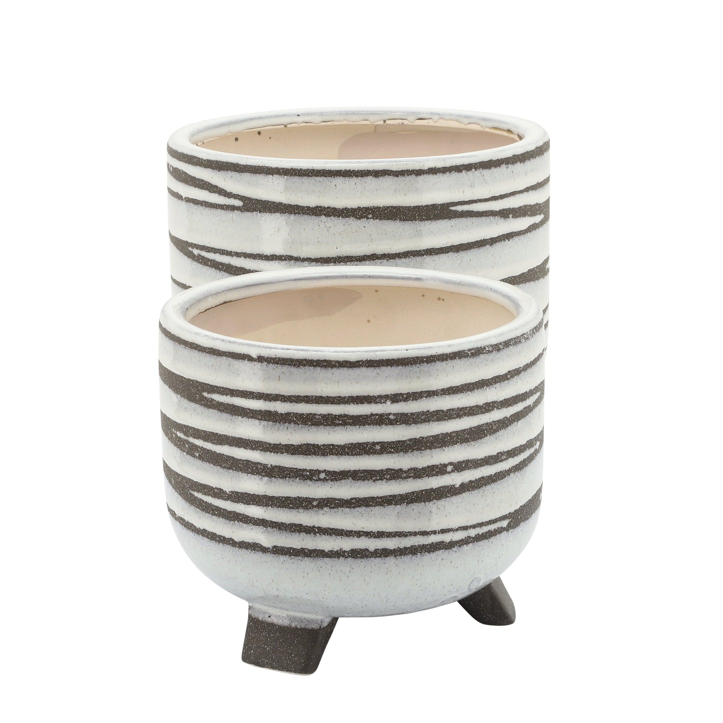 S/2 CERAMIC 6/8" FOOTED PLANTER, WHITE Livingsource