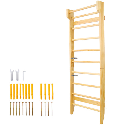 Gymnastics Wood Stall Bar Multi-use Swedish Ladder for Home Gym and Physical Therapy, Natural Wood SolidRoot Buy Furniture USA