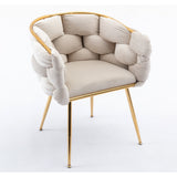 Luxury Modern Simple Leisure Velvet Single Sofa Chair Bedroom Lazy Person Household Dresser Stool Manicure Table Back Chair Beige SolidRoot Buy Furniture USA