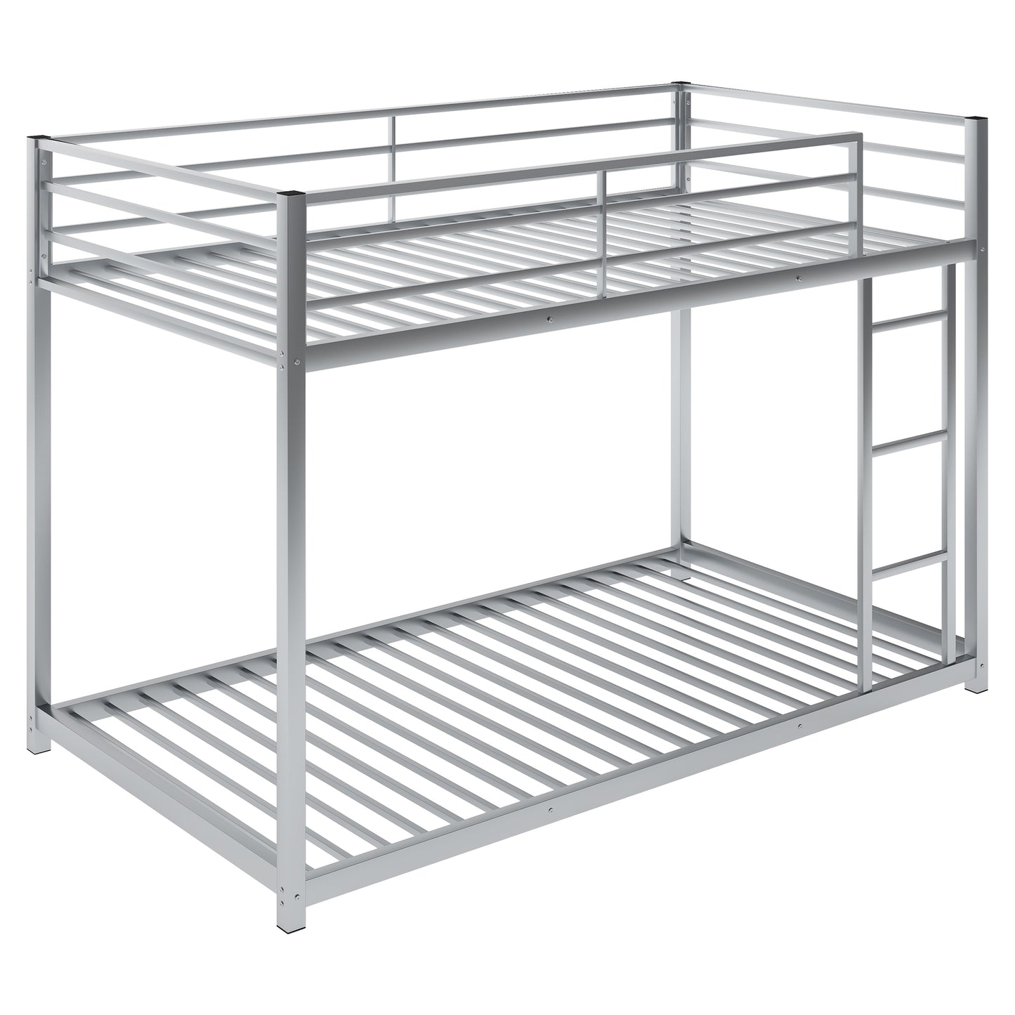 Twin over Twin Metal Bunk Bed, Low Bunk Bed with Ladder,Silver(OLD SKU:WF282465AAN) - SolidRoot Buy Furniture USA