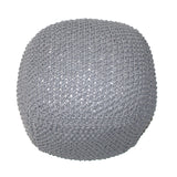 SEMI-Rounded Pouf - Cable Knitted - Perfect Seating for All Ages - Light Gray 100% Cotton SolidRoot Buy Furniture USA