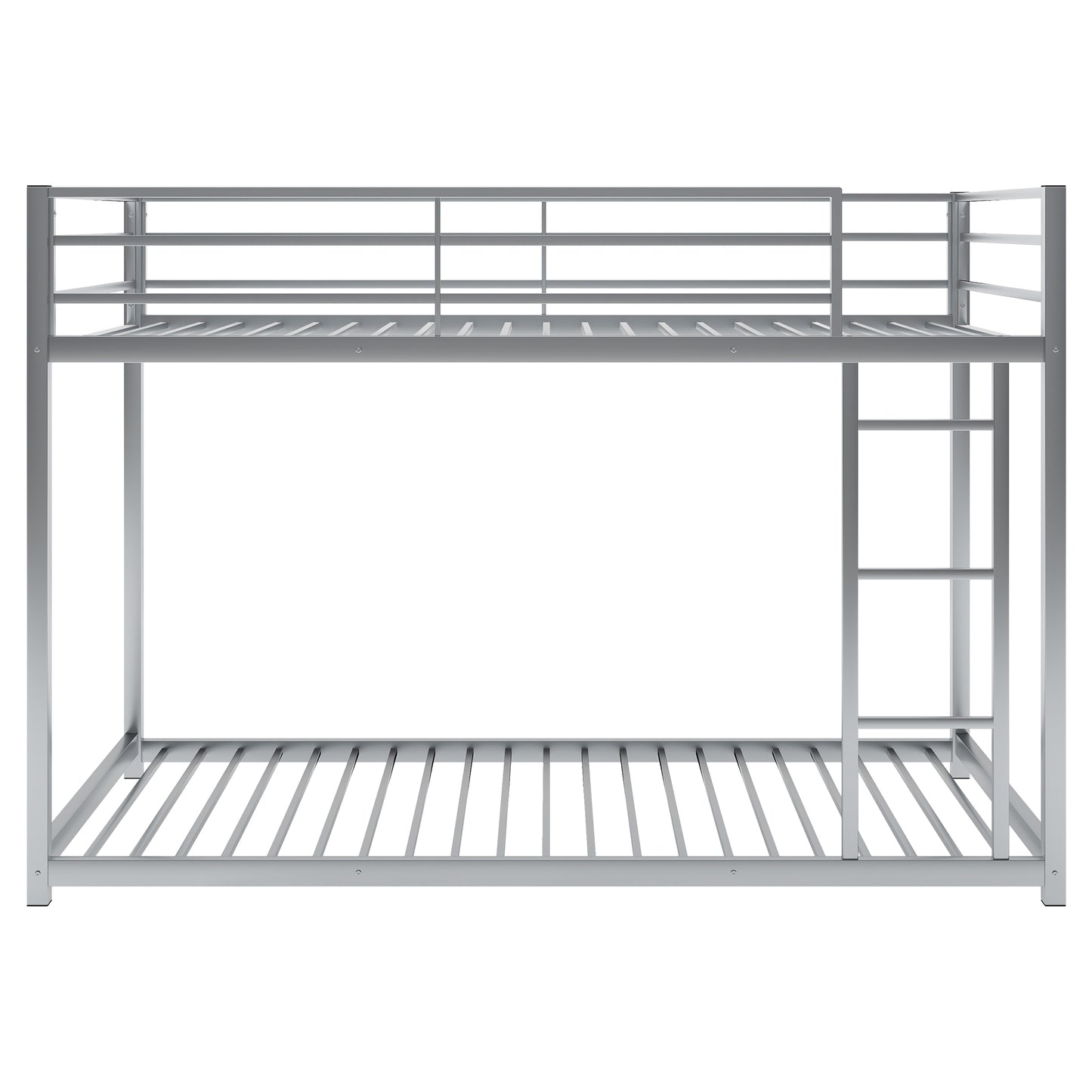 Twin over Twin Metal Bunk Bed, Low Bunk Bed with Ladder,Silver(OLD SKU:WF282465AAN) - SolidRoot Buy Furniture USA