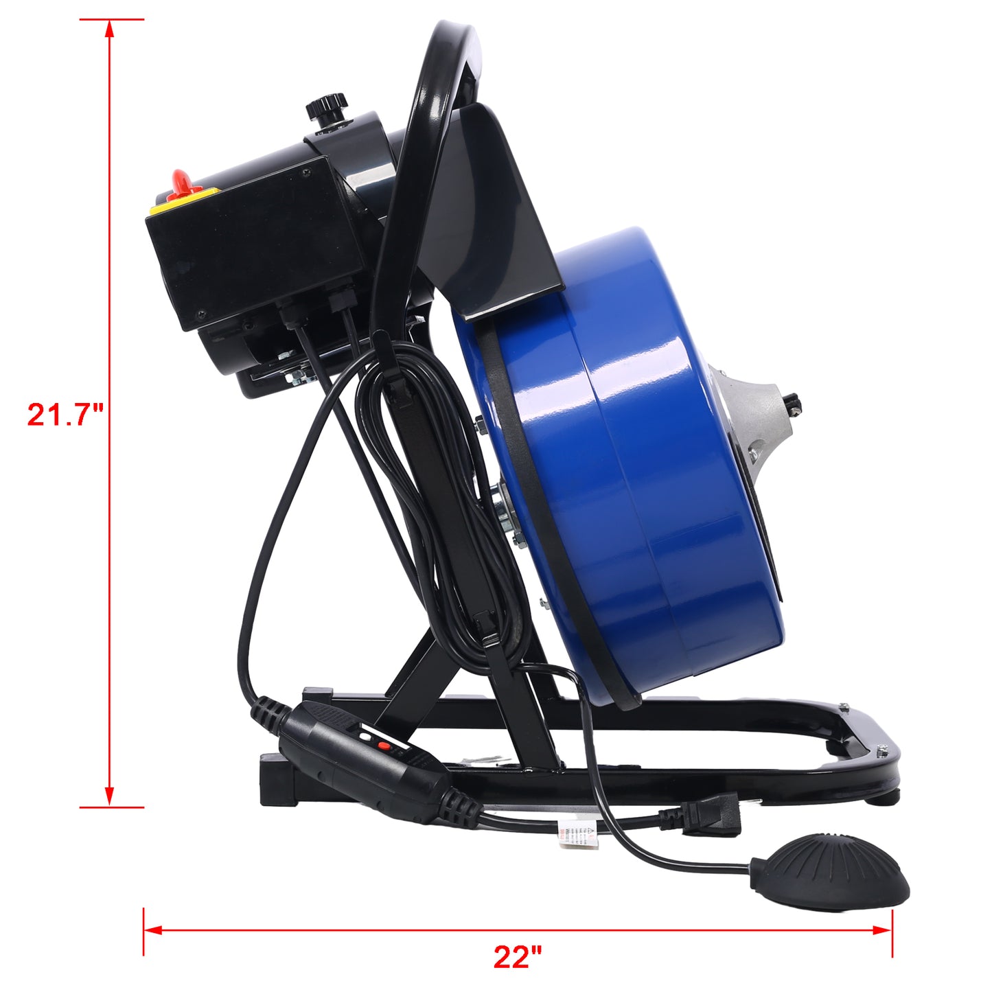 60FTx1/2Inch Drain Cleaner Machine Electric Drain Auger with 4 Cutter & Foot Switch Drain Cleaner Machine Sewer Snake Drill Drain Auger Cleaner for 1" to 4" Pipes