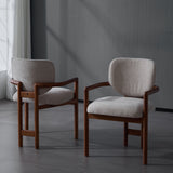 Dining Chairs Set of 2 Upholstered Arm Chairs, Rubber Wood Accent Chairs Beige Fabric Seating, 300 LBS Weight Capacity SolidRoot Buy Furniture USA