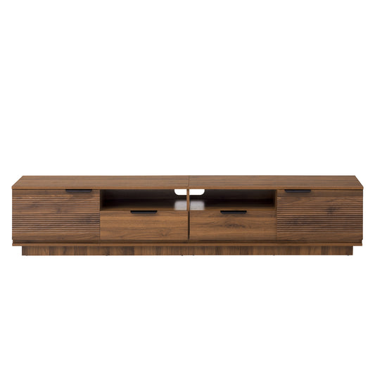 Modern 78 inch TV Stand for TVs up to 85 inches, Walnut MDF Entertainment Center with Deep Drawers, Cable Management & Soft-Closing Hinges