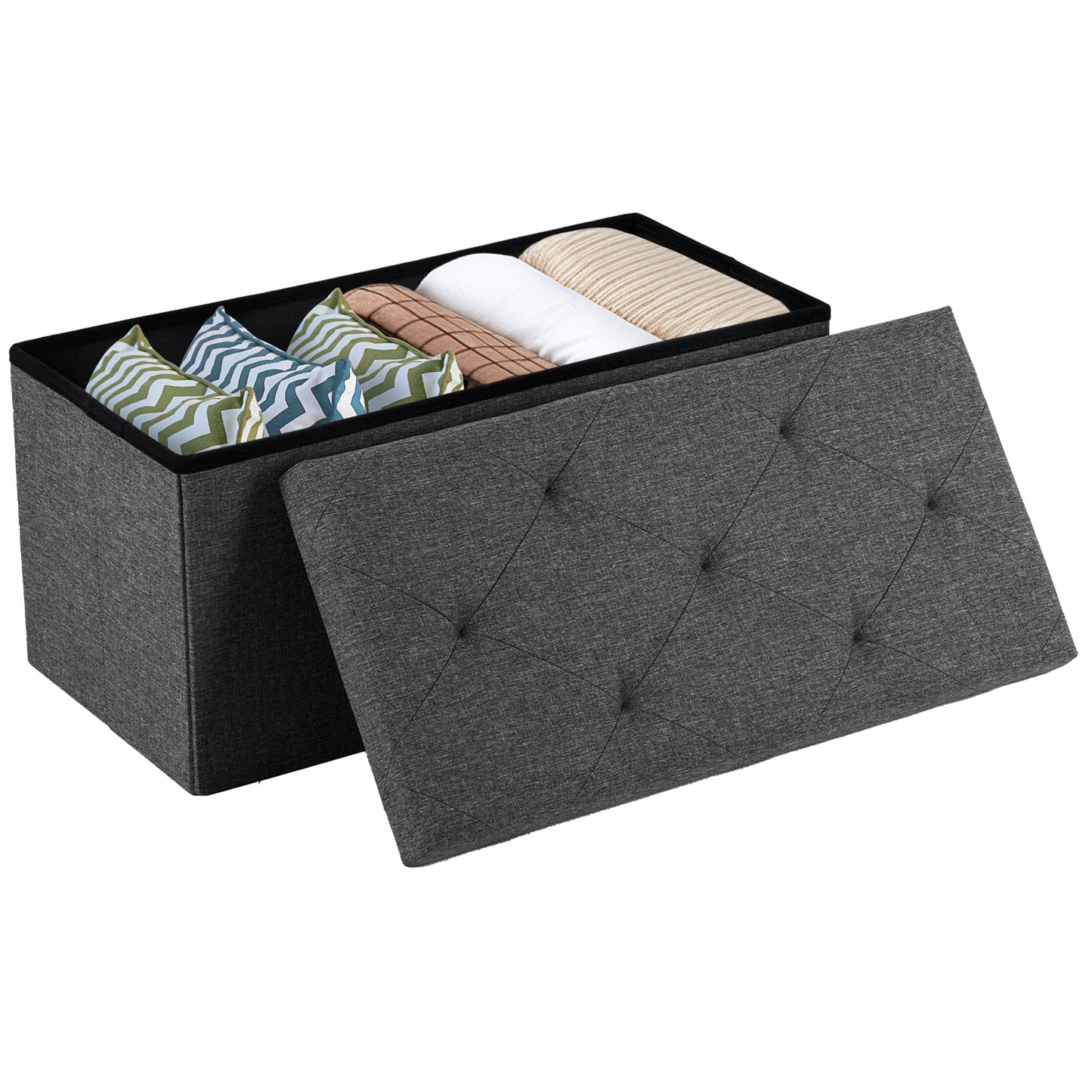 Can be used for living room/entrance/bedroom storage space, stool cushion seat rectangular chair foot lounge box, gray, small