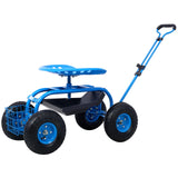 Rolling Garden Scooter Garden Cart Seat with Wheels and Tool Tray, 360 Swivel Seat,Blue - SolidRoot Buy Furniture USA