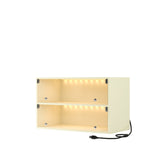 Off white Glass Door Shoe Box Shoe Storage Cabinet For Sneakers With RGB Led Light Livingsource