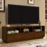 63' Mid-Century Modern TV Stand for TVs up to 75', Thick Sturdy Farmhouse Entertainment Cabinet, Media Console for Living Room, Louver Design & Solid Wood Drawers & Outlet Holes, Walnut SolidRoot Buy Furniture USA