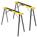 Saw Horses 2 Pack, Folding Portable Work Horse with Fast Open Legs, Convenient Handle, Heavy Duty Steel Sawhorse for Garage, Workshop, Fully Assembled,yellow+black color Livingsource