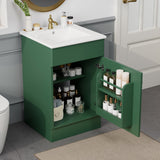 20" Bathroom Vanity with Sink, Vanity Cabinet with Door Shelf and Adjustable Shelf, Green Livingsource