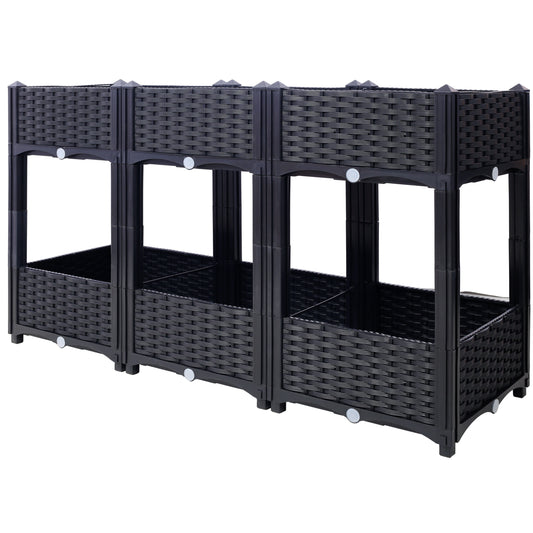Planter Raised Beds - Elevated Planter Garden Box with Drainage Plug Raised Garden Beds for Vegetable/Flower/Herb Outdoor Standing Planter Beds Gardening Kit,Black,47.2'x15.7'x27.7' SolidRoot Buy Furniture USA