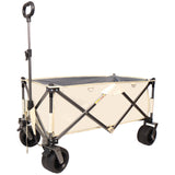 Folding Wagon, Heavy Duty Utility Beach Wagon Cart for Sand with Big Wheels, Adjustable Handle&Drink Holders for Shopping, Camping,Garden and Outdoor Livingsource