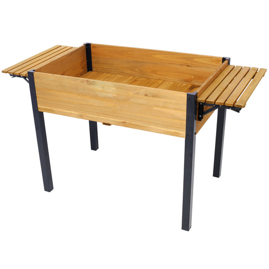 Elevated Wood Planter Box with Metal Legs & Folding Shelf - Raised Garden Bed for Vegetables, Herbs & Flowers - Outdoor Patio, Deck & Balcony Stand SolidRoot Buy Furniture USA