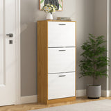 Shoe Storage Cabinet with 3 White Panel Flip Drawers, Freestanding Organizer for Entryway, Narrow Shoe Rack Cabinet SolidRoot Buy Furniture USA