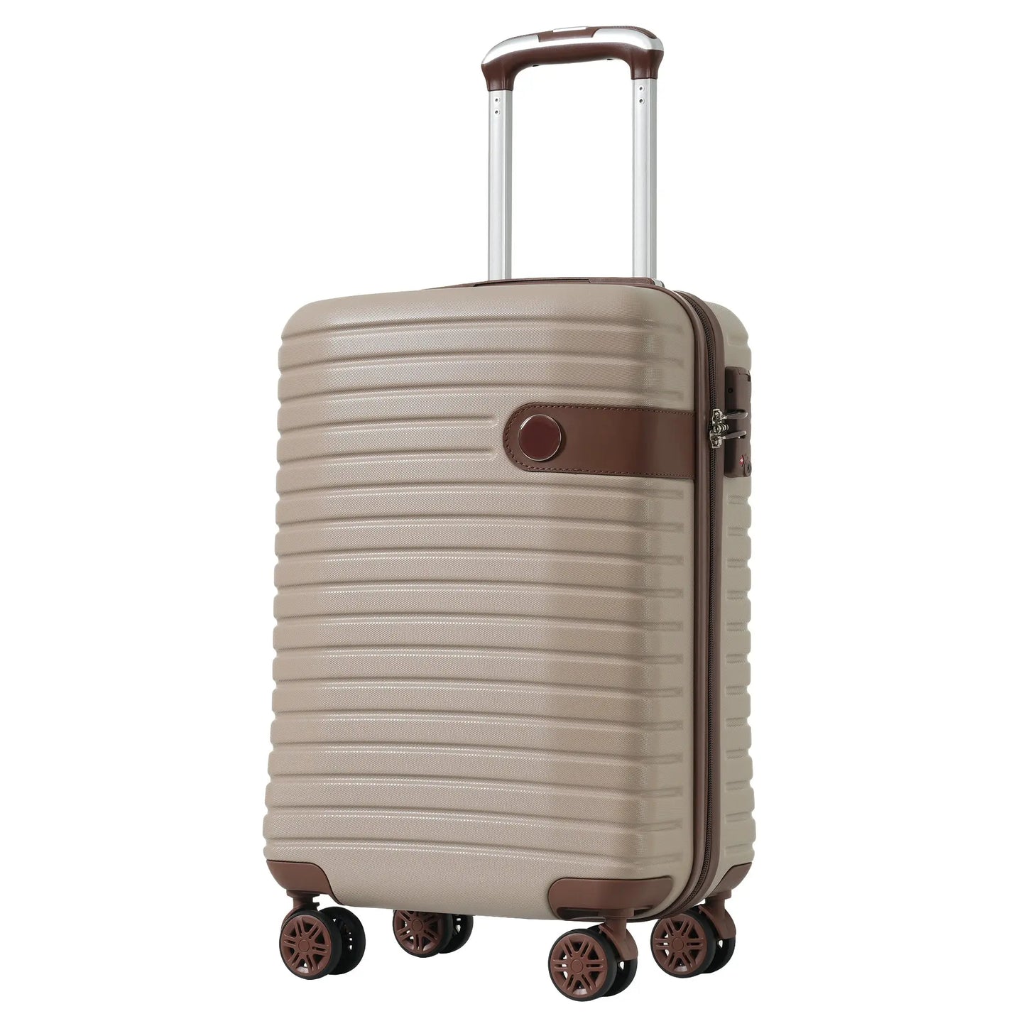 Luggage Sets 3 Piece Carry on Luggage 22x14x9 Airline Approved, Lightweight Hardshell ABS Suitcases with Wheels, 20 inch, Khaki - SolidRoot Buy Furniture USA