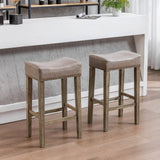 A&A Furniture,Counter Height 29" Bar Stools for Kitchen Counter Backless Faux Leather Stools Farmhouse Island Chairs (29 Inch, Gray, Set of 2) Livingsource