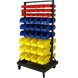 90 Parts Bin Shelving Storage Organizer with Locking Wheels for Shop Garage and Home Livingsource