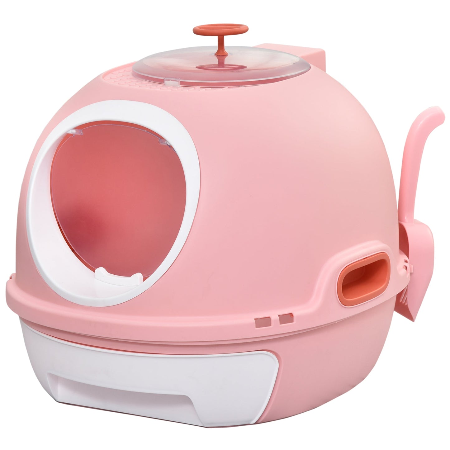 PawHut Covered Litter Box, Litter Box with a Lid, Scoop Enclosed Drawer & Skylight for Cats That's Easy to Clean, Pink SolidRoot Buy Furniture USA