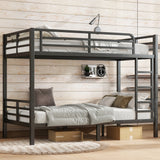 Metal Twin XL over Twin XL Bunk Bed for Teens and Adults,Space-Saving/Noise Reduced/No Box Spring Needed, Black SolidRoot Buy Furniture USA