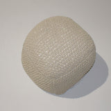 SEMI-Rounded Pouf - Cable Knitted Handmade Seating and Footrest - Beige 100% Cotton Pouf 21x21x18 Inches SolidRoot Buy Furniture USA