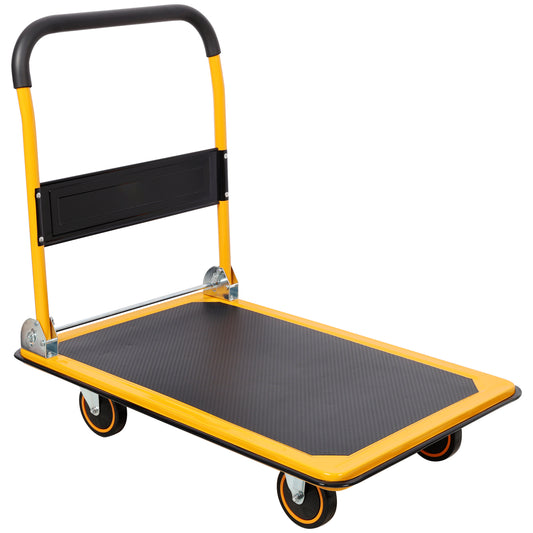 Foldable Platform Truck Push Dolly 330 lb. Weight Capacity Black and Yellow SolidRoot Buy Furniture USA
