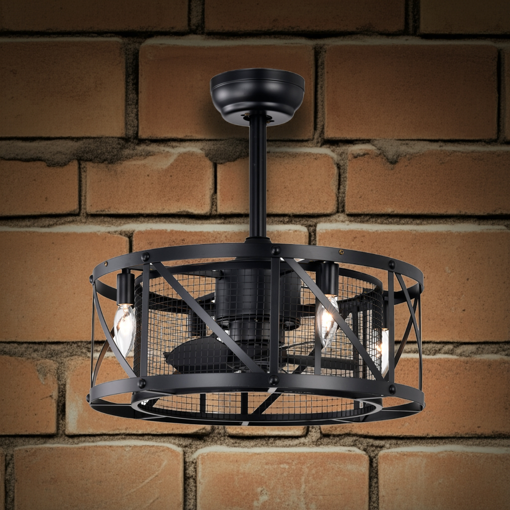(Same SKU W159268318) 20''Industrial 5-Blade Ceiling Fan with remote control ,5 ABS Blades small size ceiling fan--Matte Black SolidRoot Buy Furniture USA