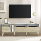 Modern TV with 3 Drawers and Open Shelves, Media Console Table for TVs up to 80'', Entertainment Center for Living Room, Color-Matching Design SolidRoot Buy Furniture USA