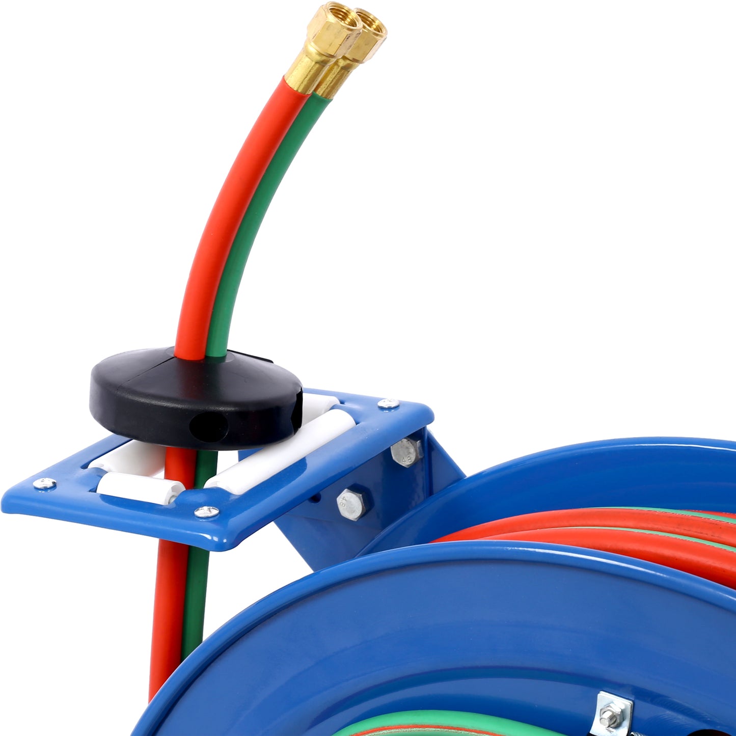 Welding Hose Reel Retractable 1/4 Inch x 100 Foot Twin Oxygen Acetylene Rubber Hoses STD Duty Max 200PSI Heavy Duty Industrial Single Arm Construction - SolidRoot Buy Furniture USA