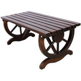 Outdoor Rustic Wooden Bench with Wagon Wheel Legs, 2 People Outdoor Bench Garden Bench Front Porch Furniture Patio Lawn Yard Park, Indoor and Outdoor Decor Livingsource