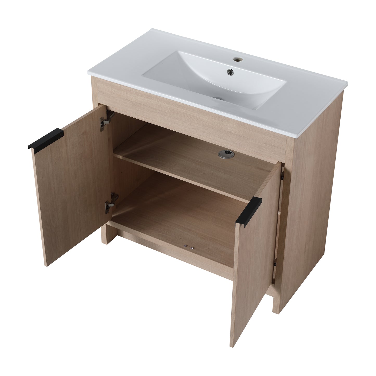 36 Inch Freestanding Bathroom Vanity with White Ceramic Sink & 2 Soft-Close Cabinet Doors (BVB02436PLO-F-BL9090B),W1286S00063 - SolidRoot Buy Furniture USA