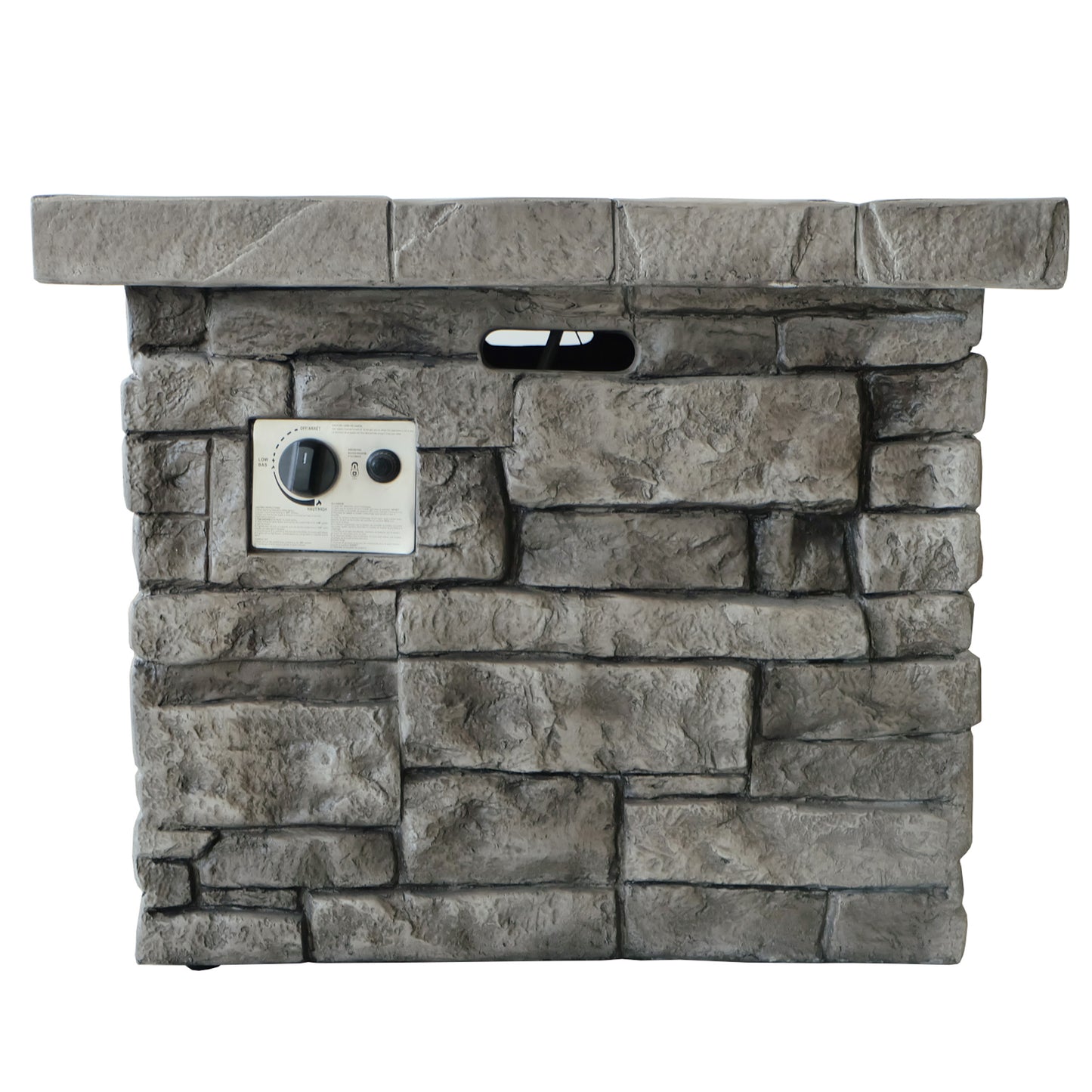 30" Outdoor Square MgO Propane Fire Pit - 40,000 BTU, Grey - SolidRoot Buy Furniture USA