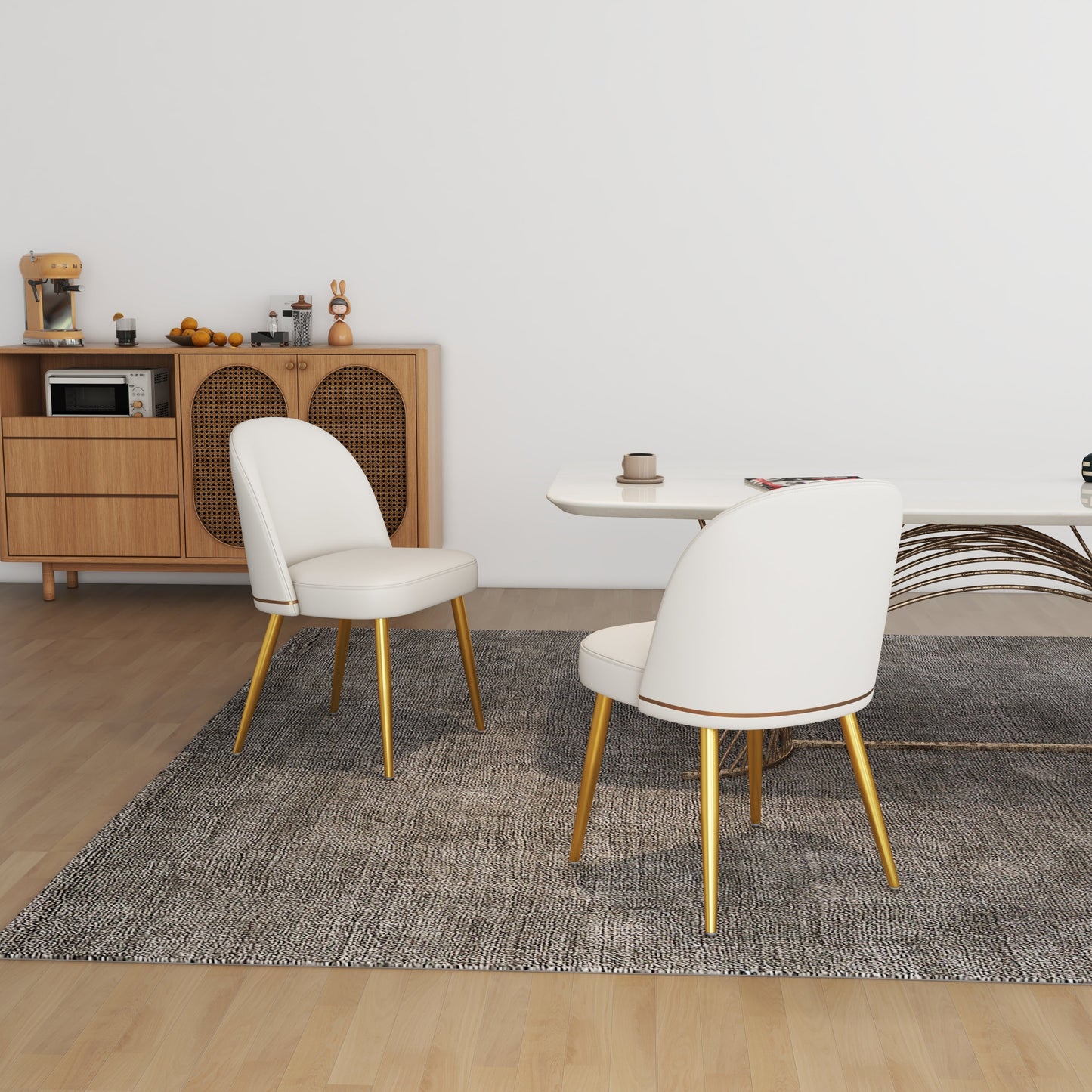 Hengming PU dining chair, metal leg without armrest, suitable for dining room, living room, kitchen,set of 2 SolidRoot Buy Furniture USA