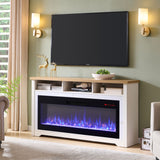 70 inch Fireplace TV Stand for TVs up to 70',with 60'smart Electric Fireplace,white SolidRoot Buy Furniture USA