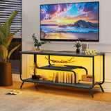 TV Stand with Power Outlets and LED Lights - TV Stand for TVs up to 55 Inch, Entertainment Center with Shelves, Modern TV Console Table for Living Room & Bedroom, Light Gray SolidRoot Buy Furniture USA