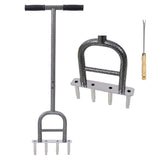 Lawn Coring Aerator, 4 Corer Plug Aerator Tool with Soft Rubber Grip, Manual Grass Aerating Tool, Garden Tool & Cleaning Hand Tool for Loosening Soil and Improving Lawn Health Livingsource