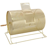 Raffle Drum,Holds 10000 Tickets or 300 Ping Pong Balls, Metal Lottery Spinning Drawing with Wooden Turning Handle, 14.8 x Ø21.26 inch Brass Plated Raffle Ticket Spinning Cage, for Bingo Ballot Livingsource