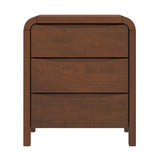 Lionel Mid Century Modern Solid Wood 3-Drawer Nightstand in Brown 23.6'H x 20.4'W x 15.7'D for Bedroom, Hallway, Entryway, Closet SolidRoot Buy Furniture USA