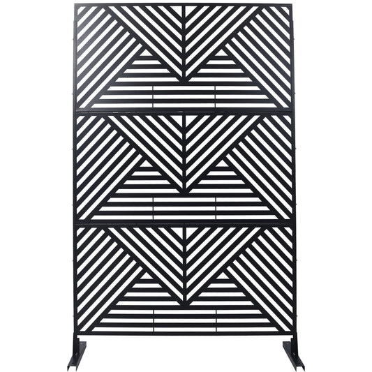 Outdoor & Indoor Privacy Screen Metal Privacy Screen 76' H×48' W, Freestanding Decorative Privacy Screen for Deck Balcony Patio, Privacy Fence Panels for Outside Lawn Garden PS101 BLACK SolidRoot Buy Furniture USA