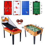 5-in-1 Multi-Game Table - Billiards, Push Hockey, Foosball, Ping Pong, and Basketball brown/red Livingsource