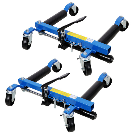 Hydraulic Car Wheel Dolly Set of 2 with Foot Pedal Lift, 1,500lbs Capacity, Blue Steel SolidRoot Buy Furniture USA