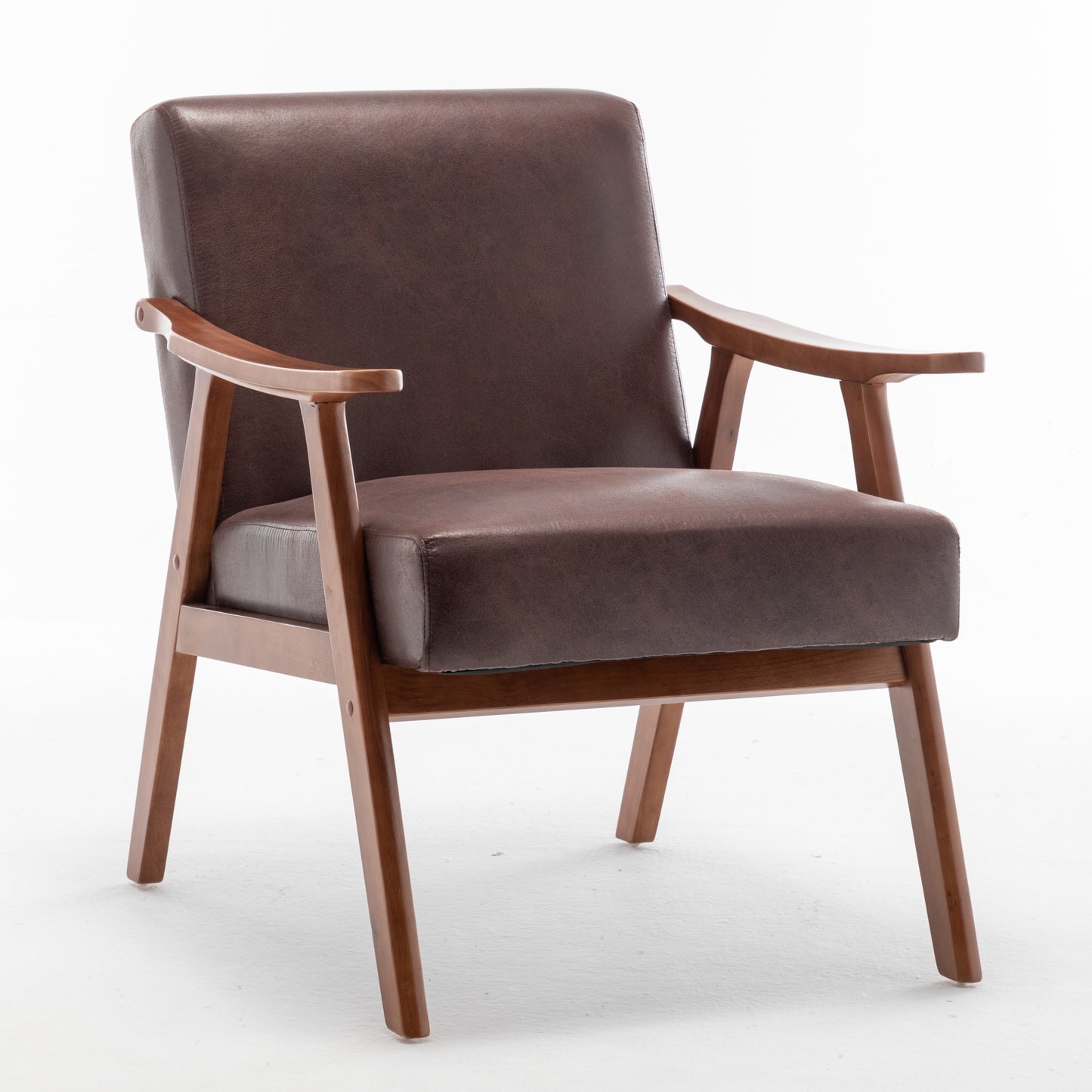 Mid-Century Modern Wingback Accent Chair with Solid Wood Frame and Extra-Thick Backrest – Lounge Chair for Living Room, Bedroom, or Reading Room SolidRoot Buy Furniture USA
