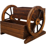 Wooden Wagon Planter Box, Garden Planter with Wheels,Decorative Planter for Flowers Herbs Vegetables for Indoor & Outdoor Décor,Wooden Flower Cart for Patio Garden Balcony Decoration. Livingsource