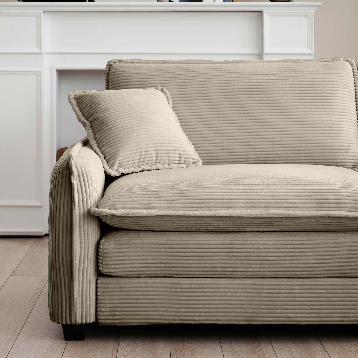 Comfortable Single Deep Seat Sofa With One Pillow, Suitable for Living Room and Bedroom, Club Multiple Occasions,Came Corduroy
