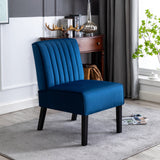 Reese Mid Century Modern Accent Chairs Set of 2 with Minimalist Design, Elegant Velvet Upholstery and Solid Wood Legs, Ideal for Living Room or Bedroom, Dark Blue Livingsource