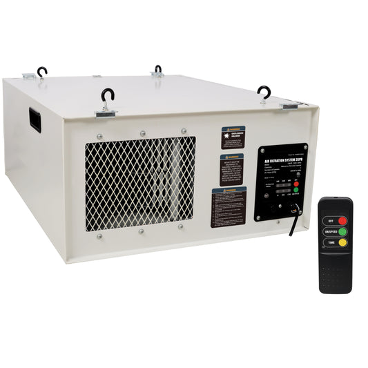 Remote-Controlled Air Filtration System,3 Positions Adjust(655/875/1060 CFM),120V 60Hz,for Woodworking for Shop Garage,ETL certificate,White Color SolidRoot Buy Furniture USA