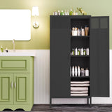 The metal food storage cabinet, 61 inches high, is equipped with adjustable shelves and is suitable for homes and kitchens.(BLACK) SolidRoot Buy Furniture USA