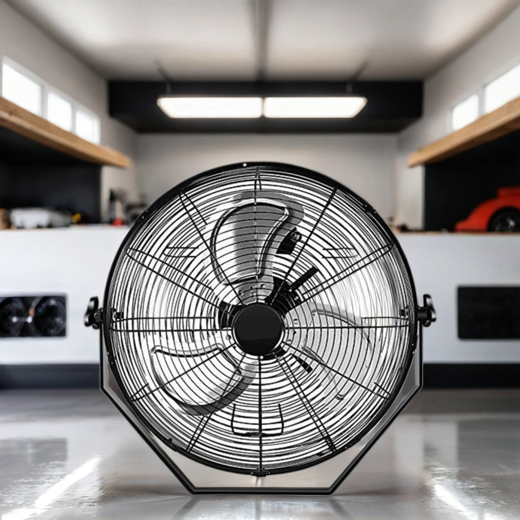 18 in. Black Industrial Wall Mount Fan 3-Speed Indoor/OutdoorCommercial Ventilation Metal High Velocity Fan SolidRoot Buy Furniture USA